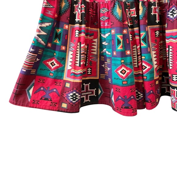 Desert West Sherry Holt Vintage Western Cotton Tiered Dress Red Print Size Large - Picture 12 of 16